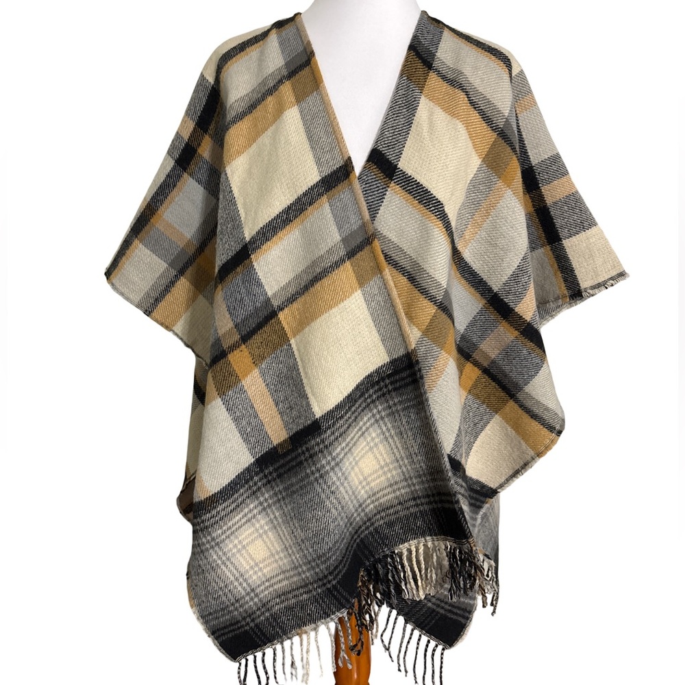 Charter Club Checkered Fringe Wrap
